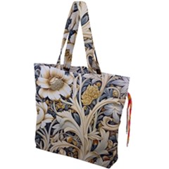 Flower Floral Pattern Floral Digital Spring Flora Botanical Blossom Bloom Vintage Drawstring Tote Bag