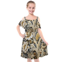 Flower Floral Pattern Floral Digital Spring Flora Botanical Blossom Bloom Vintage Kids  Cut Out Shoulders Chiffon Dress