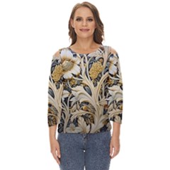 Flower Floral Pattern Floral Digital Spring Flora Botanical Blossom Bloom Vintage Cut Out Wide Sleeve Top