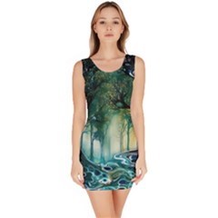 Trees Forest Mystical Forest Background Landscape Nature Bodycon Dress