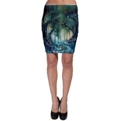 Trees Forest Mystical Forest Background Landscape Nature Bodycon Skirt