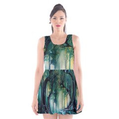 Trees Forest Mystical Forest Background Landscape Nature Scoop Neck Skater Dress