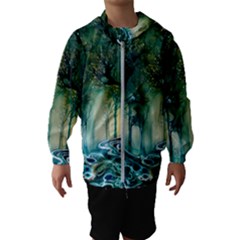 Trees Forest Mystical Forest Background Landscape Nature Kids  Hooded Windbreaker