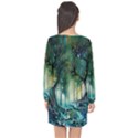 Trees Forest Mystical Forest Background Landscape Nature Long Sleeve Chiffon Shift Dress  View2