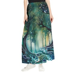 Trees Forest Mystical Forest Background Landscape Nature Maxi Chiffon Skirt