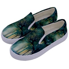 Trees Forest Mystical Forest Background Landscape Nature Kids  Canvas Slip Ons