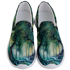 Trees Forest Mystical Forest Background Landscape Nature Men s Lightweight Slip Ons