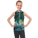 Trees Forest Mystical Forest Background Landscape Nature Kids  Sleeveless Polo T-Shirt View1