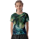 Trees Forest Mystical Forest Background Landscape Nature Kids  Frill Chiffon Blouse View1