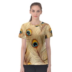 Vintage Peacock Feather Peacock Feather Pattern Background Nature Bird Nature Women s Sport Mesh T-shirt