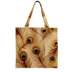 Vintage Peacock Feather Peacock Feather Pattern Background Nature Bird Nature Zipper Grocery Tote Bag