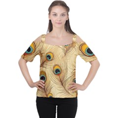 Vintage Peacock Feather Peacock Feather Pattern Background Nature Bird Nature Cutout Shoulder T-shirt