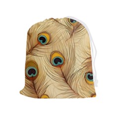 Vintage Peacock Feather Peacock Feather Pattern Background Nature Bird Nature Drawstring Pouch (xl)