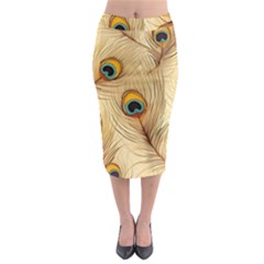 Vintage Peacock Feather Peacock Feather Pattern Background Nature Bird Nature Midi Pencil Skirt