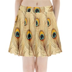 Vintage Peacock Feather Peacock Feather Pattern Background Nature Bird Nature Pleated Mini Skirt