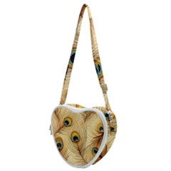 Vintage Peacock Feather Peacock Feather Pattern Background Nature Bird Nature Heart Shoulder Bag