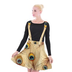 Vintage Peacock Feather Peacock Feather Pattern Background Nature Bird Nature Suspender Skater Skirt