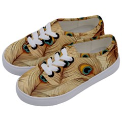 Vintage Peacock Feather Peacock Feather Pattern Background Nature Bird Nature Kids  Classic Low Top Sneakers