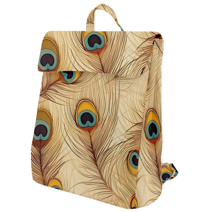 Vintage Peacock Feather Peacock Feather Pattern Background Nature Bird Nature Flap Top Backpack