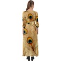 Vintage Peacock Feather Peacock Feather Pattern Background Nature Bird Nature Button Up Maxi Dress View2