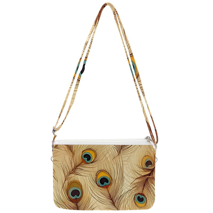 Vintage Peacock Feather Peacock Feather Pattern Background Nature Bird Nature Double Gusset Crossbody Bag