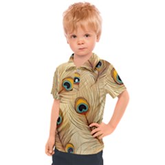 Vintage Peacock Feather Peacock Feather Pattern Background Nature Bird Nature Kids  Polo T-shirt