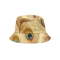 Vintage Peacock Feather Peacock Feather Pattern Background Nature Bird Nature Inside Out Bucket Hat (kids)