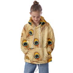 Vintage Peacock Feather Peacock Feather Pattern Background Nature Bird Nature Kids  Oversized Hoodie