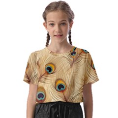 Vintage Peacock Feather Peacock Feather Pattern Background Nature Bird Nature Kids  Basic T-shirt