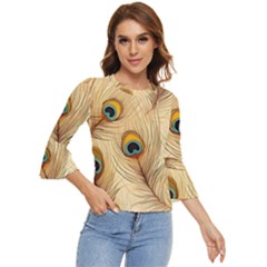 Vintage Peacock Feather Peacock Feather Pattern Background Nature Bird Nature Bell Sleeve Top