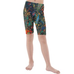 Flowers Trees Forest Mystical Forest Nature Background Landscape Kids  Mid Length Swim Shorts