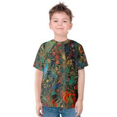 Flowers Trees Forest Mystical Forest Nature Background Landscape Kids  Cotton T-shirt