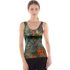 Flowers Trees Forest Mystical Forest Nature Background Landscape Women s Basic Tank Top