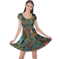 Flowers Trees Forest Mystical Forest Nature Background Landscape Cap Sleeve Dress