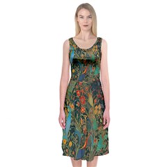 Flowers Trees Forest Mystical Forest Nature Background Landscape Midi Sleeveless Dress