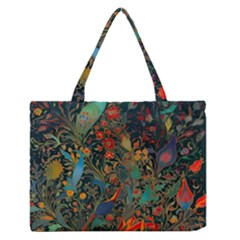 Flowers Trees Forest Mystical Forest Nature Background Landscape Zipper Medium Tote Bag