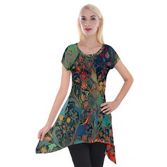 Flowers Trees Forest Mystical Forest Nature Background Landscape Short Sleeve Side Drop Tunic