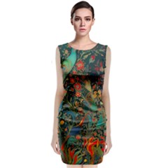 Flowers Trees Forest Mystical Forest Nature Background Landscape Sleeveless Velvet Midi Dress