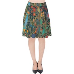 Flowers Trees Forest Mystical Forest Nature Background Landscape Velvet High Waist Skirt