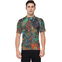 Flowers Trees Forest Mystical Forest Nature Background Landscape Men s Short Sleeve Rash Guard