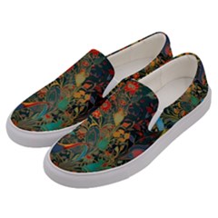 Flowers Trees Forest Mystical Forest Nature Background Landscape Men s Canvas Slip Ons