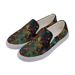 Flowers Trees Forest Mystical Forest Nature Background Landscape Women s Canvas Slip Ons