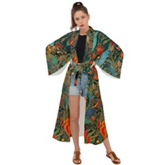 Flowers Trees Forest Mystical Forest Nature Background Landscape Maxi Kimono