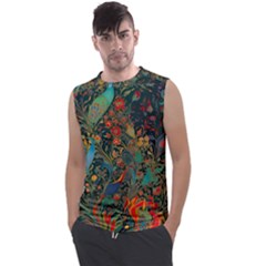 Flowers Trees Forest Mystical Forest Nature Background Landscape Men s Regular Tank Top