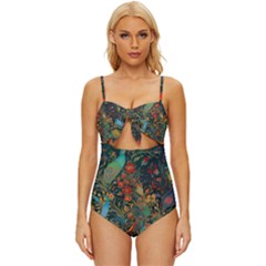 Flowers Trees Forest Mystical Forest Nature Background Landscape Knot Front One-piece Swimsuit