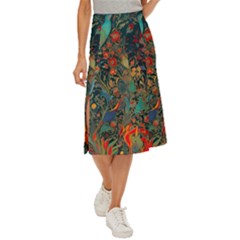 Flowers Trees Forest Mystical Forest Nature Background Landscape Midi Panel Skirt by Maspions