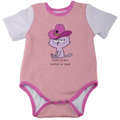 New Sheriff In Town Pink Hat Baby Short Sleeve Bodysuit by funnybunnyclothing