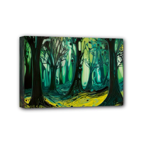 Trees Forest Mystical Forest Nature Junk Journal Landscape Nature Mini Canvas 6  X 4  (stretched)