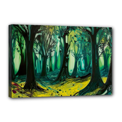 Trees Forest Mystical Forest Nature Junk Journal Landscape Nature Canvas 18  X 12  (stretched)