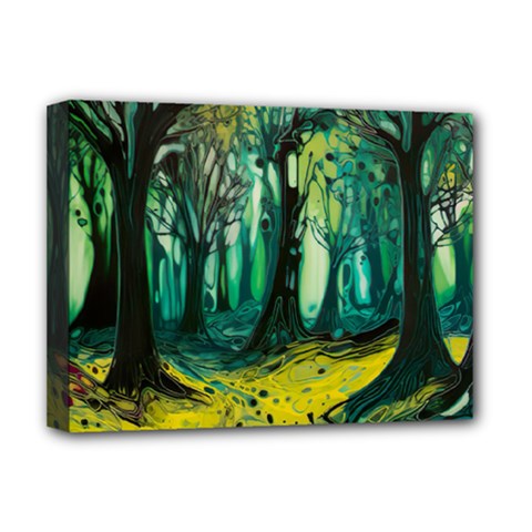 Trees Forest Mystical Forest Nature Junk Journal Landscape Nature Deluxe Canvas 16  X 12  (stretched) 